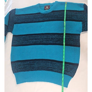 Vintage HIGH SIERRA Blue Black Chunky Color Block Academia Men's Sweater Size L